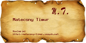 Matecsny Timur névjegykártya